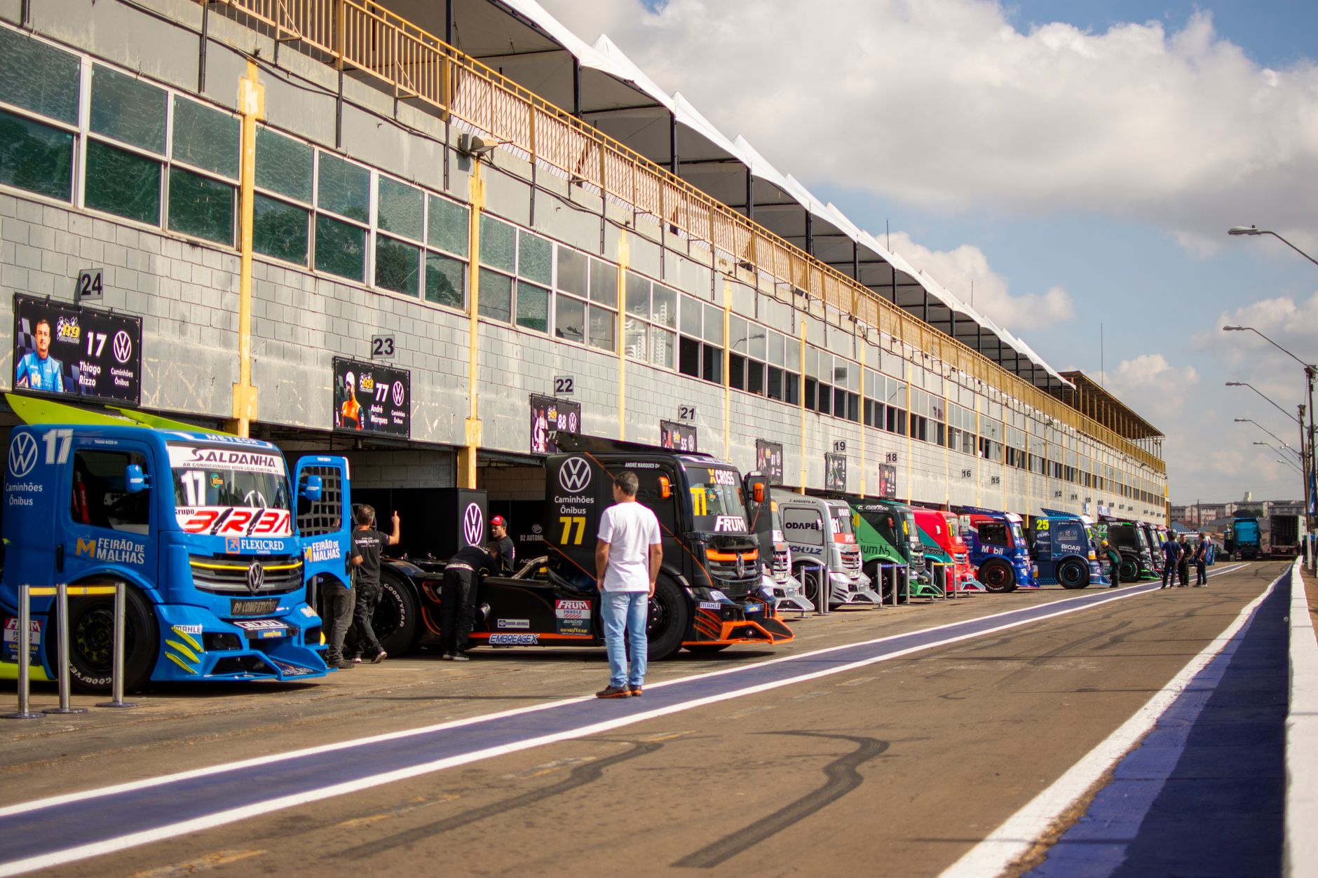 Multiple trucks lined up at pit lane in Londrina during a motorsport racing event. — The 5-Point Checklist for Buying Used Tr